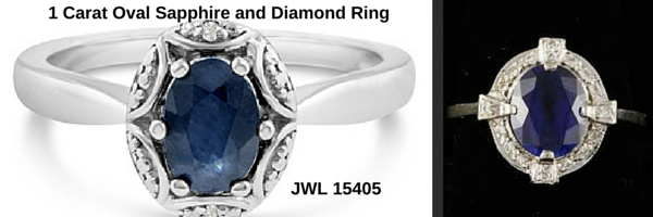 1 Carat Oval Sapphire and Diamond Ring, JWL 15405