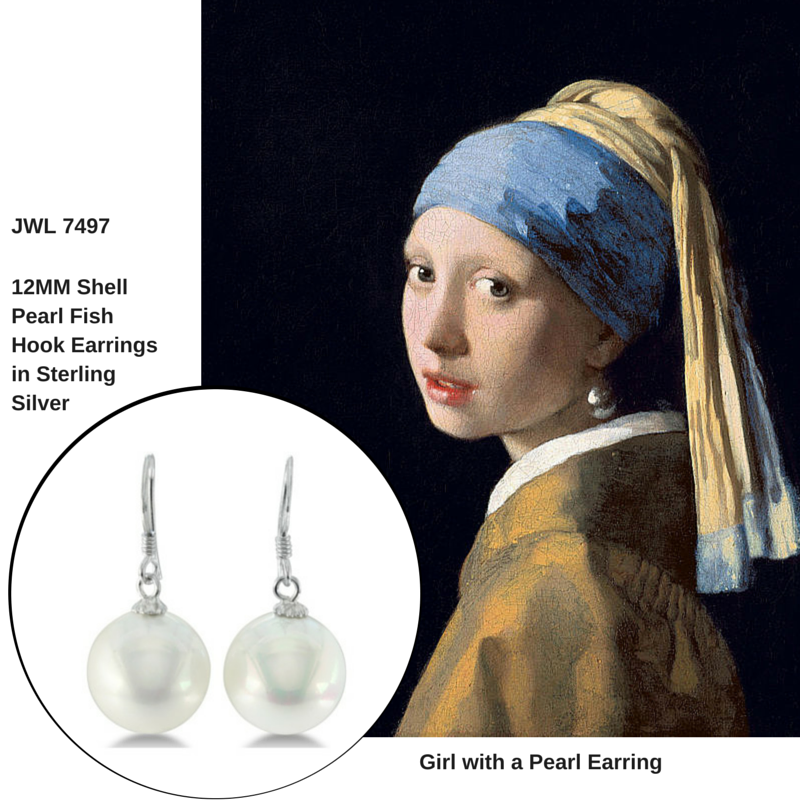 12MM Shell Pearl Fish Hook Earrings in Sterling Silver (1)